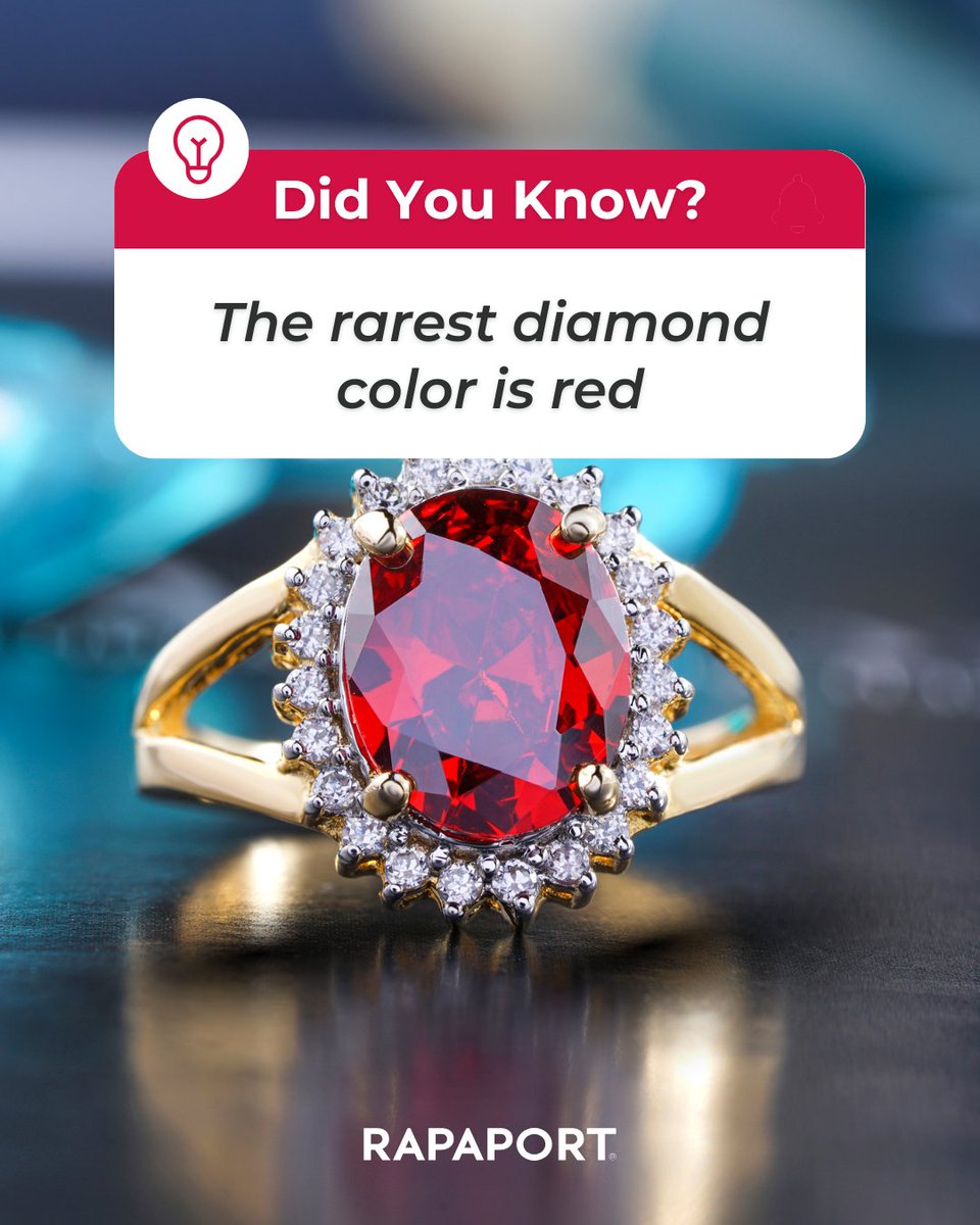 MartinRapaport's tweet photo. 💫 Did You Know? The rarest diamond color is red. Fewer than 30 true red diamonds are known to exist worldwide. 
 
 #RareDiamonds #RedDiamond #DiamondFacts https://t.co/fMNYsTBpAa