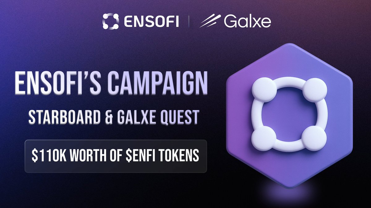 Aminusuperfan's tweet image. Reminder!!!!!!!!!

EnsoFi’s campaign is LIVE on @Galxe 

We’re running a massive campaign with Galxe Quest and Starboard, offering $110K worth of $ENFI tokens.

Two ways to win: