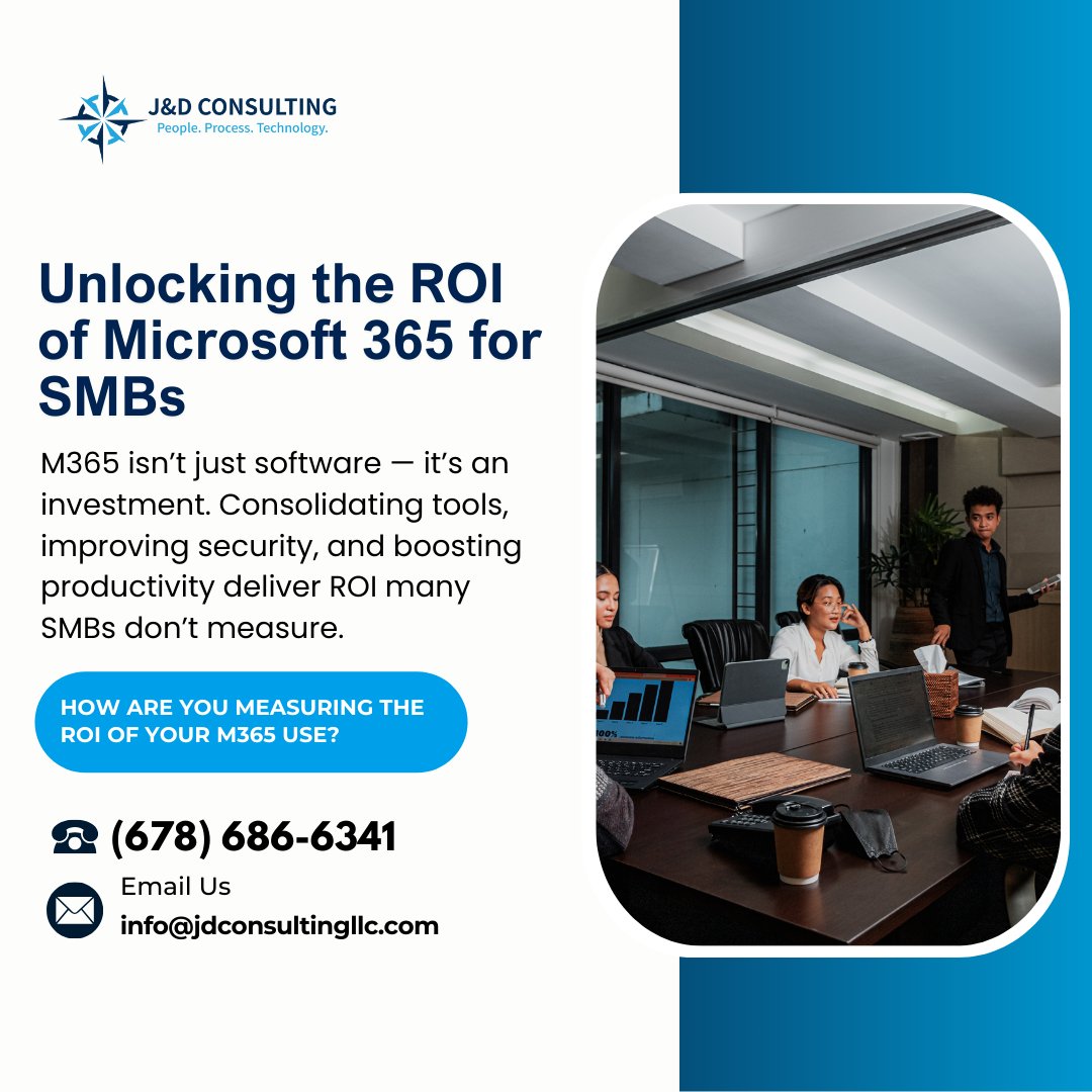 jdconsulting1's tweet image. Microsoft 365 isn’t just software—it’s an investment. 💡 By consolidating tools, boosting productivity &amp;amp; strengthening security, SMBs unlock real ROI. 👉 Are you tracking the ROI of your M365 use?

#Microsoft365 #ROI #SMBSuccess #BusinessGrowth #ProductivityTools #JDConsulting