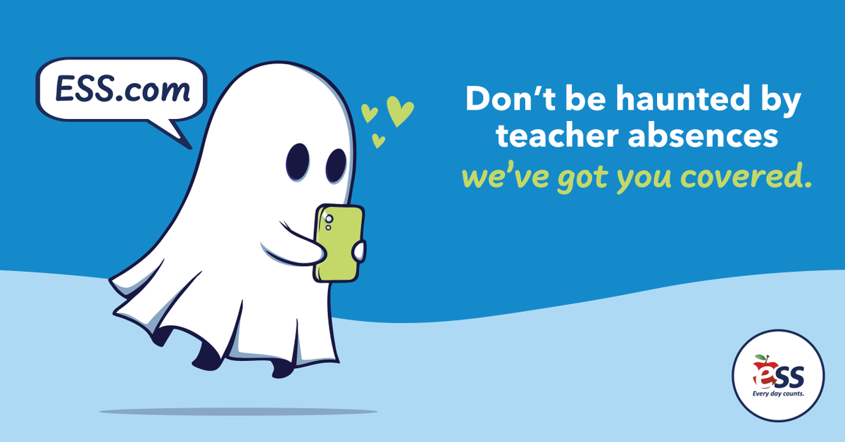 ESSEducation's tweet photo. 👻 When unexpected absences pop up, we make sure learning never misses a beat. Partner with ESS for reliable coverage that keeps every classroom running smoothly—no tricks, all treats! 😁
#EveryDayCounts #ESSEducation #JoinESS https://t.co/6qXkQZRCR3