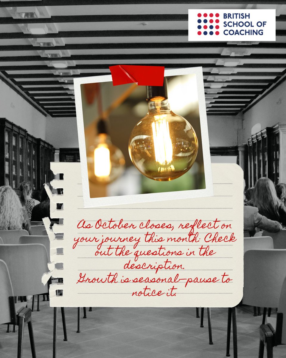 bsc4coaching's tweet image. As October closes, reflect on your journey this month:
What did you learn from your coaching practice?
How have you grown as a professional?
What intention will you carry into November?
🍂 Growth is seasonal—pause to notice it.
#FridayReflection #CoachGrowth #BSCCommunity