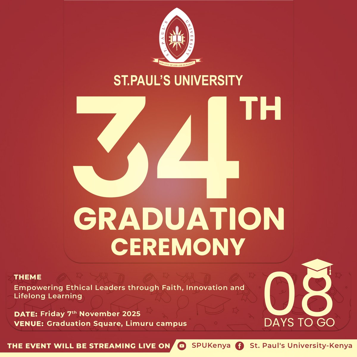 SPUKenya's tweet photo. To all 2025 graduands, a hearty congratulations!
Put on your dancing shoes! 
Graduation day is fast-approaching! @SPUNairobi 
#WeAreSPU #spu34thgraduation https://t.co/nVA356WfUr