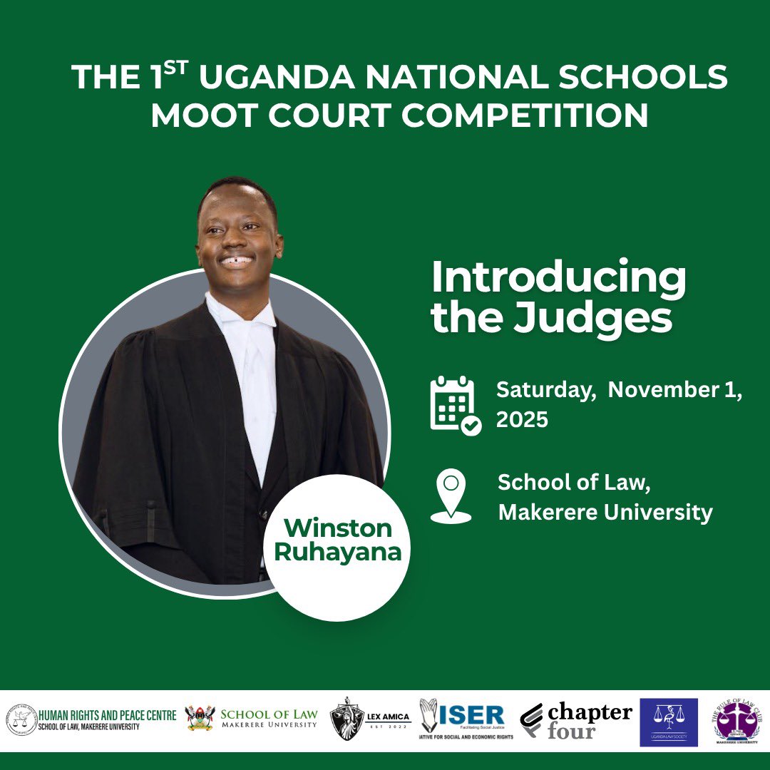 Meet the Judges 

Winston Ruhayana [ <a href="/WC_Ruhayana/">The Friendly Town</a> ] 

#NationalSchoolsMoot