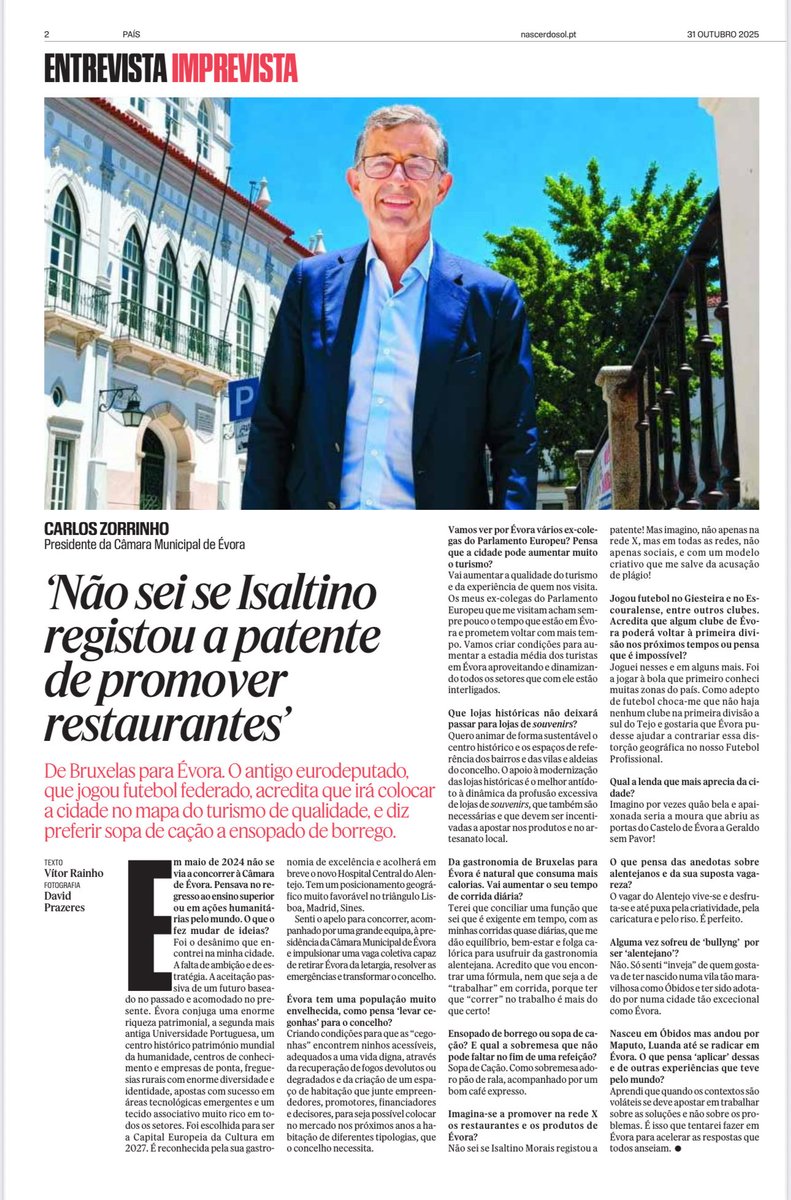 Entrevista Imprevista! Hoje no Semanário Sol.