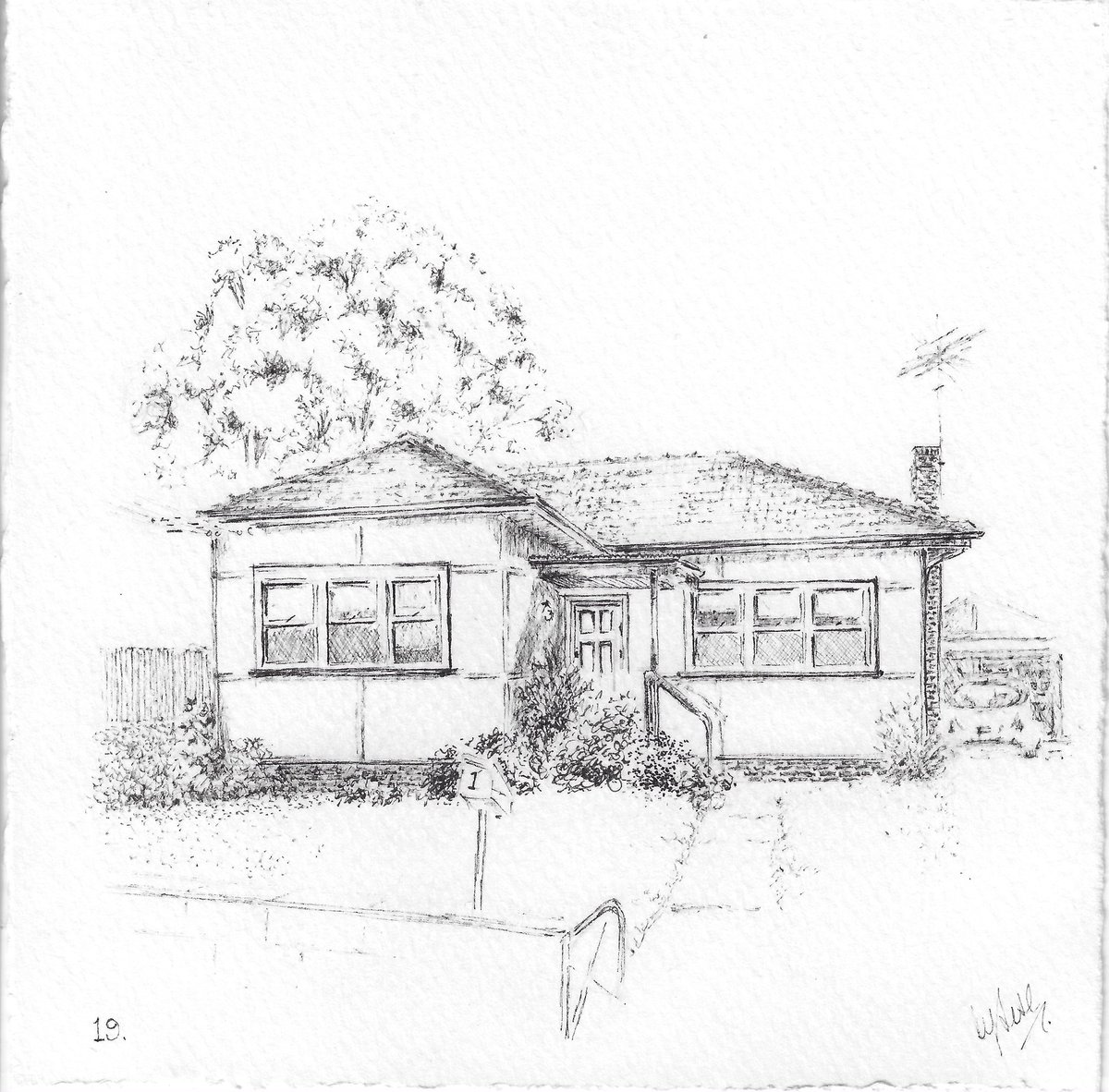 by_suse's tweet photo. Day 19 · Fibro Cottage ✒️
Prompt: #Arctic
Clean, quiet, and resilient — fibro bearing the soft frost of memory.
#Inktober #PenAndInk #Cottage https://t.co/w0jK2J9Ef6