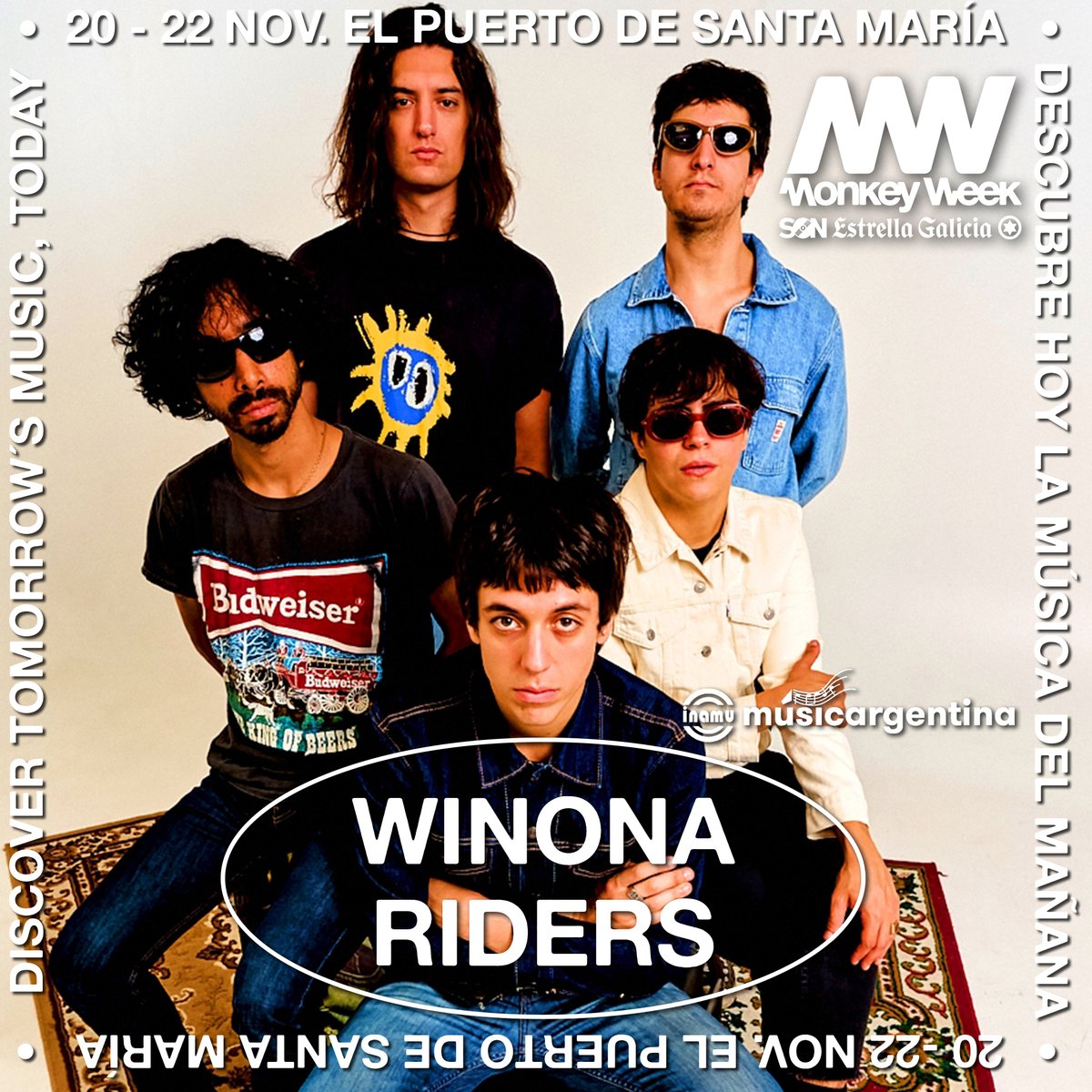 Monkeyweek's tweet photo. Desde la Argentina y con el impulso del #INAMU se vienen al 17º Monkey Week @SON_EG los trepidantes @winona_riders y la exquisita @_delfinacampos_ 🇦🇷✨
Nos vemos del 20 al 22 de noviembre en @ElPuerto 🐒 🏖️
🎫 Abonos en DICE https://t.co/NwP1jg0WRe