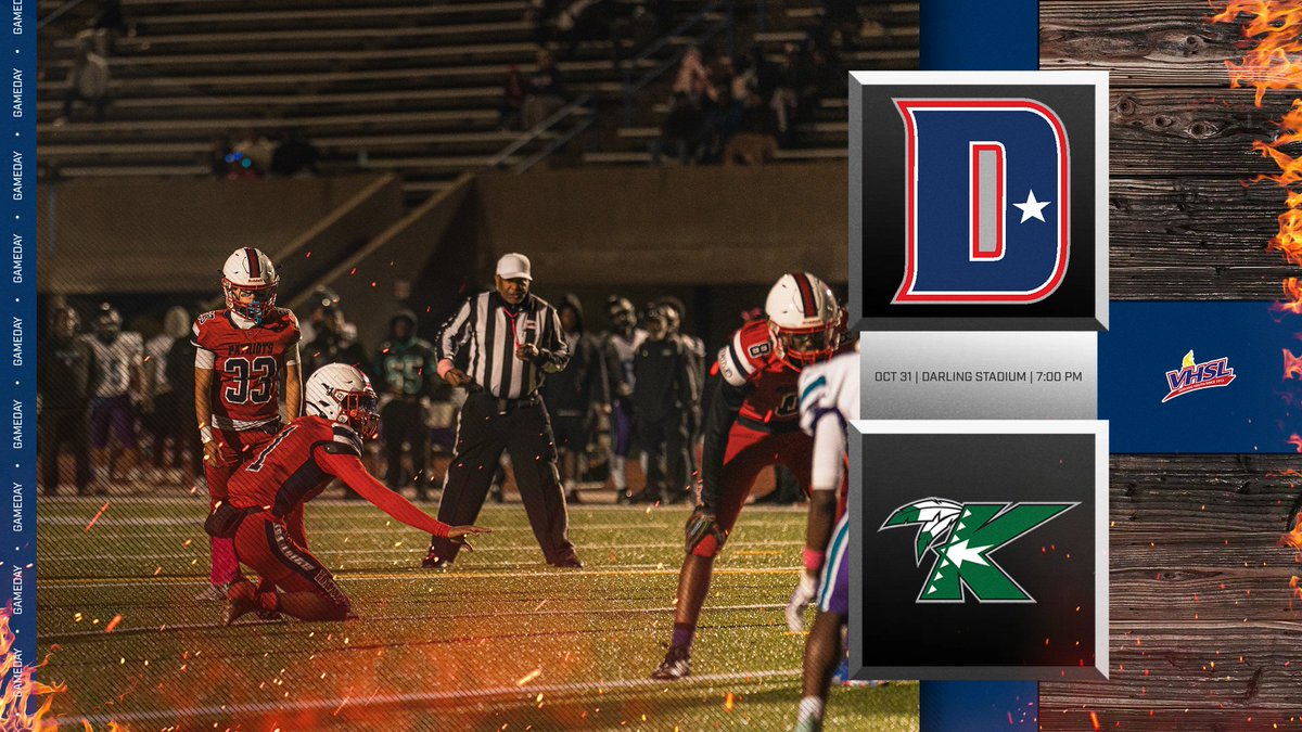 🔥 GAMEDAY ALERT 🔥 Our Denbigh Athletics team faces off against the Kecoughtan Warriors tonight! Be at Darling Stadium at 7:00 PM. Let's show our Patriot pride! #DenbighAthletics #GoPatriots