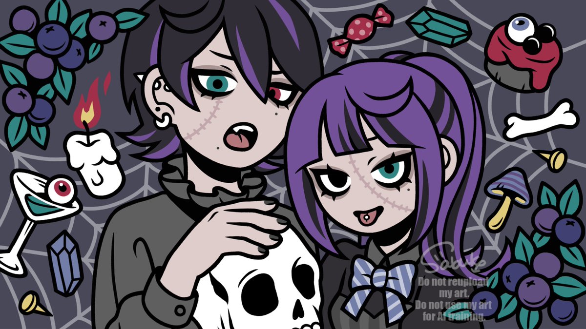 ayupi0718's tweet image. 捕食🍴
#halloween2025
#ハロウィンイラスト2025