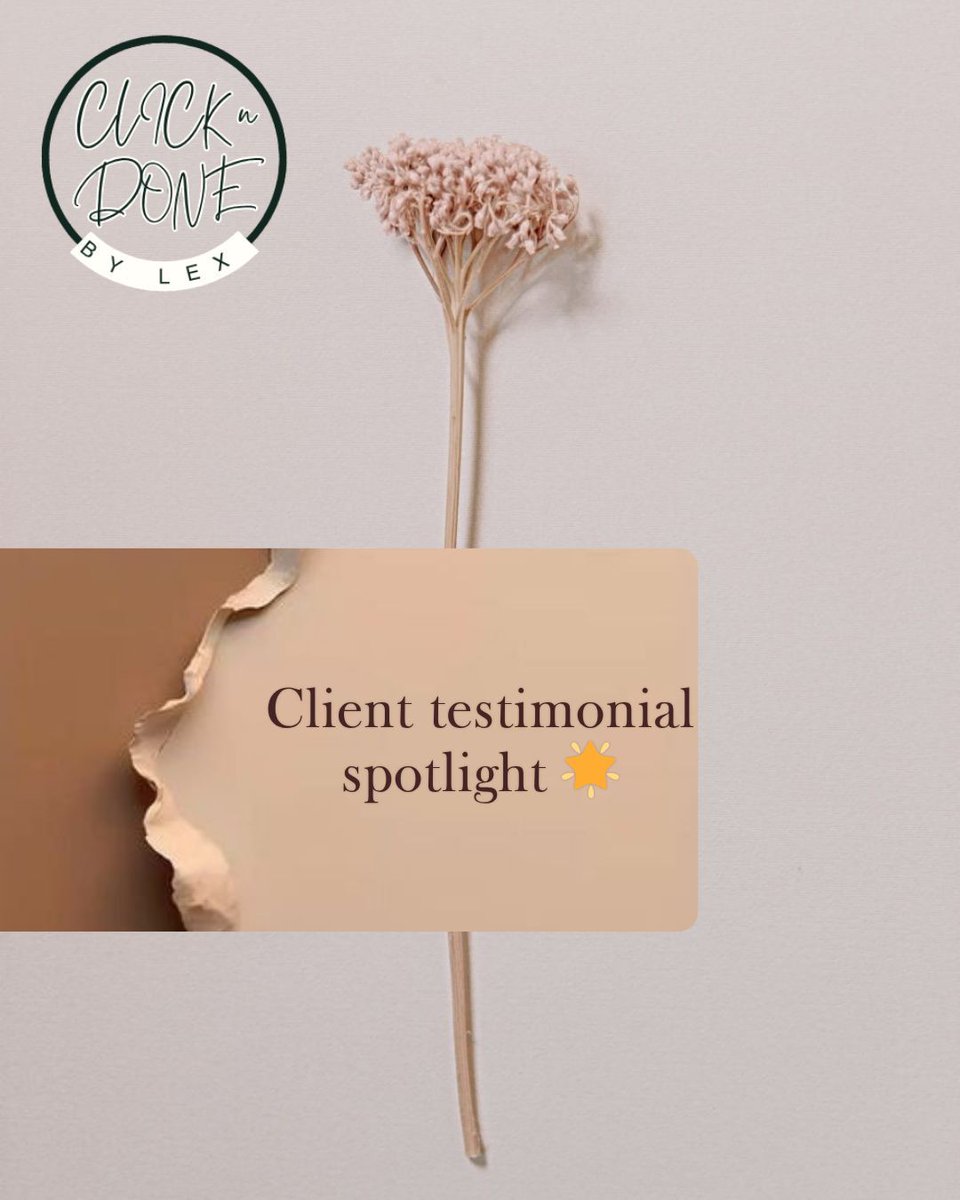 done_clickbylex's tweet photo. Client testimonial spotlight 
#ClientLove #VirtualAssistant #EmailManagement #VirtualAssistantTips #BusinessSupport 
Spotlight on Client Testimonials #ClientAppreciation #RemoteAssistant #InboxManagement #VirtualAssistantAdvice #BusinessAssistance https://t.co/Ikea6Fk4Xg
