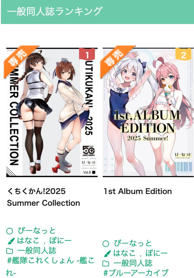 【C106の新刊ご購入のお礼✨️】
メロンブックスの「一般同人誌」&「オリジナル同人誌」のランキングで連日1位を獲得しました!
本日は6月の準新刊も2位に入っています🙌
ご購入いただいたみなさまへ
本当にありがとうございました😊