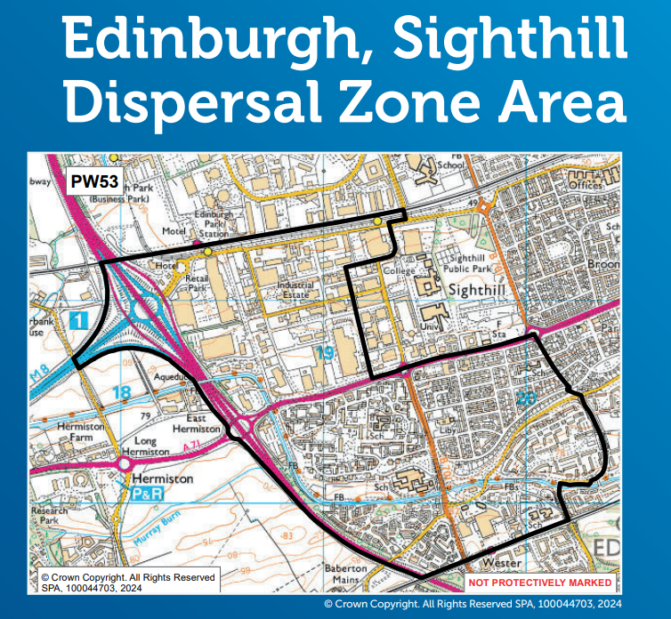 PSOSSWEdinburgh's tweet image. 🚨 South West Dispersal Zones in place for #OpCrackle 🚨

From 31 October – 5 November 2025, dispersal zones will be enforceable to help prevent anti-social behaviour and keep our communities safe.
Additional officers will be on patrol and have powers to take action where needed.