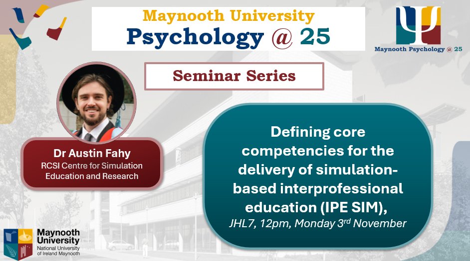 We are excited to announce Dr Austin Fahy, postdoctoral researcher <a href="/RCSI_Irl/">RCSI</a> Centre for Simulation Education and Research, as our next seminar series speaker! Join us for his seminar, "Defining core competencies for the delivery of simulation-based interprofessional education"