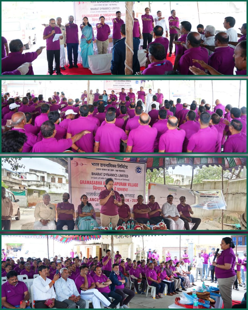 As a part of Vigilance Awareness Week-2025, a 'Gram Sabha' was organized by BDL at Singapuram Village to engage with the community and spread vigilance awareness. A Pledge was administered to local residents.Director(Finance),CVO and senior officials of BDL participated #VAW2025