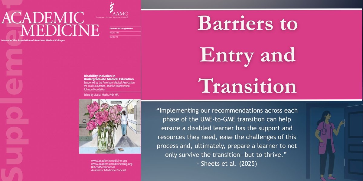 DocsWith's tweet image. 📣New @AcadMedJournal  theme: 🌸Barriers to Entry and Transition🌸

💡Explores challenges disabled learners face in admissions + transitions through #MedEd, and solutions to support success.

🔗 bit.ly/AM_DisabilityS…

 #DisabilityInclusion #UME #GME #DocsWithDisabilities