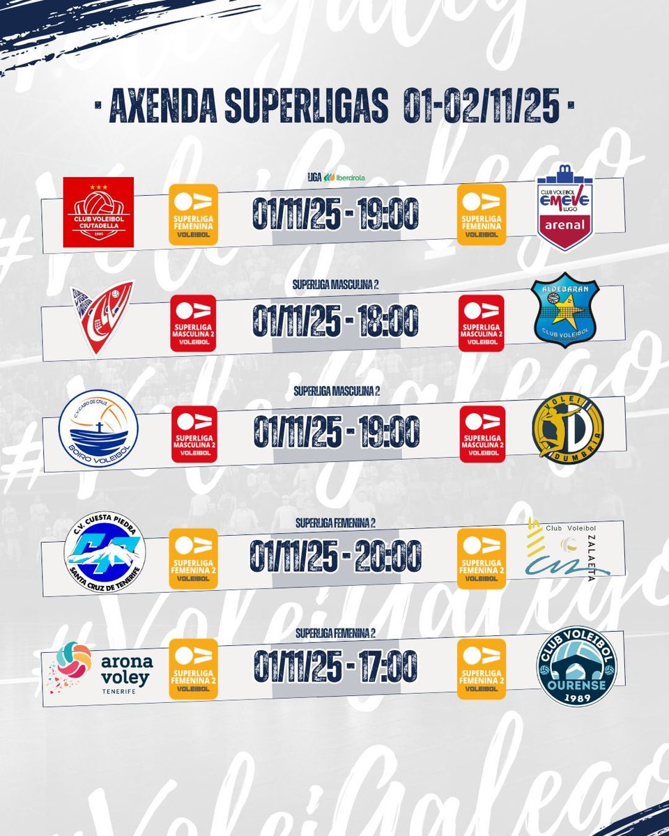 VoleiGalego's tweet image. 🏐 A emoción do #voleigalego tamén se vive na máxima categoría! 
💙 Aquí os seus encontros para esta fin de semana