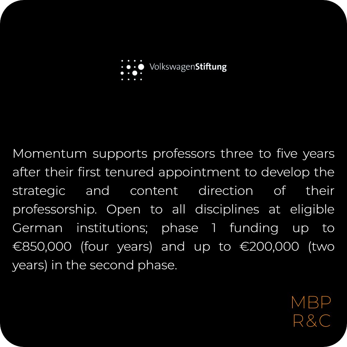 📢profs 3–5 years into their 1st tenured position—the <a href="/VolkswagenSt/">VolkswagenStiftung</a> offers up to €850K to develop the content &amp; strategic direction of your professorship
📅14 April 2026
🏷️Know a recently tenured professor? Tag them
#GrantAlert #AcademicGrants #Fellowships
<a href="/ImMatthewP/">Matthew Plutschack</a>
