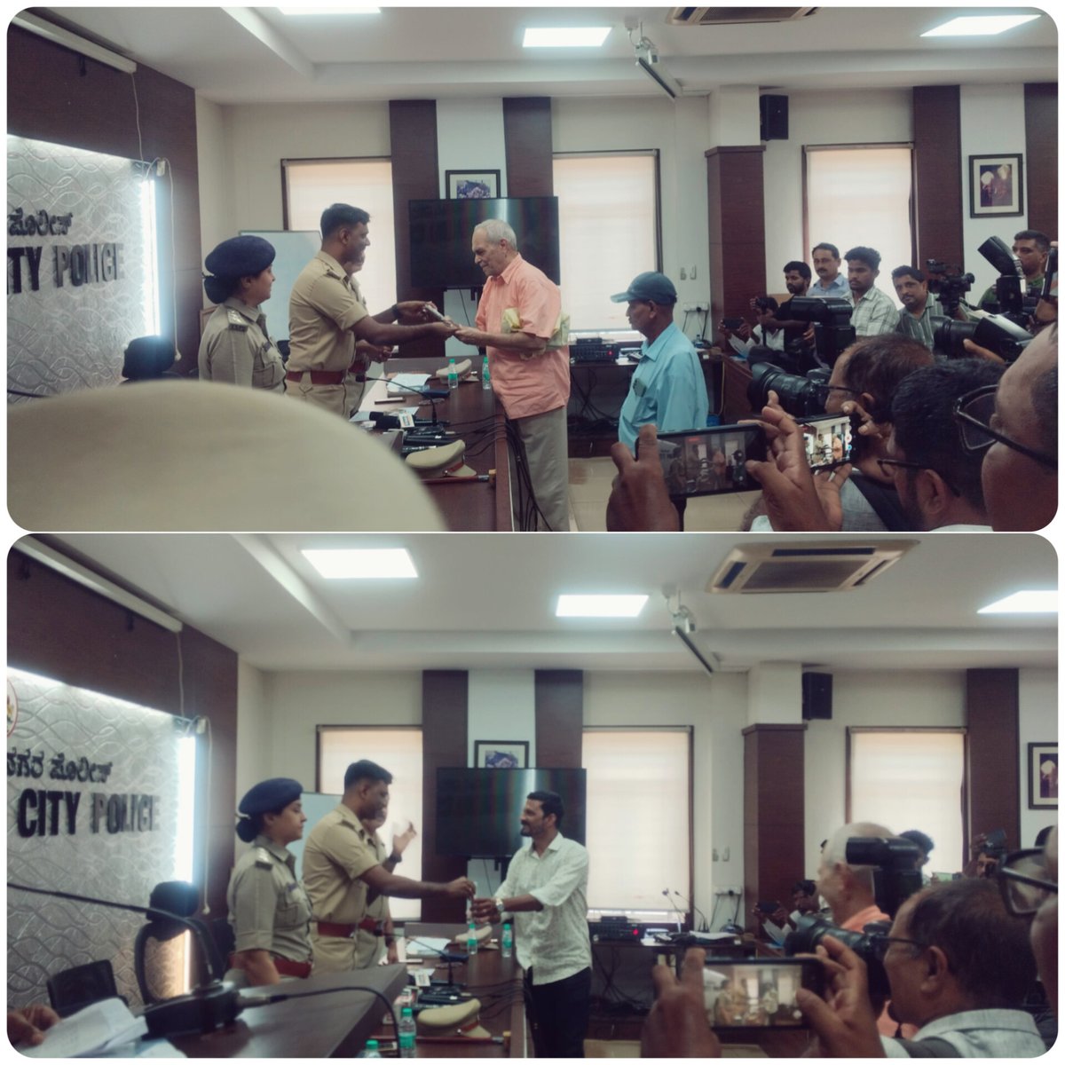 ಮಂಗಳೂರು ನಗರ ಪೊಲೀಸ್‌ ಕಮೀಷನರೆಟ್‌ನ ವಾಪ್ತಿಯ ವಿವಿಧ ಪೊಲೀಸ್‌ ಠಾಣಾ ವಾಪ್ತಿಯಲ್ಲಿ ಕಳೆದುಹೋದ ಮೊಬೈಲ್‌‌ ಫೋನಗಳ ಬಗ್ಗೆ ದಾಖಲಾದ ದೂರಿನ ಮೇರೆಗೆ ‌CEIR portal ಮುಖಾಂತರ ಪತ್ತೆ ಮಾಡಿ ಈ ದಿನ 233 ಮೊಬೈಲ್‌‌ ಫೋನಗಳನ್ನು ವಾರಸುದಾರರಿಗೆ, ಮಂಗಳೂರು ನಗರ ಪೊಲೀಸ್‌ ಆಯುಕ್ತರ ಕಛೇರಿಯಲ್ಲಿ ಹಿಂದಿರುಗಿಸಲಾಯಿತು.‌
#CEIRPORTAL