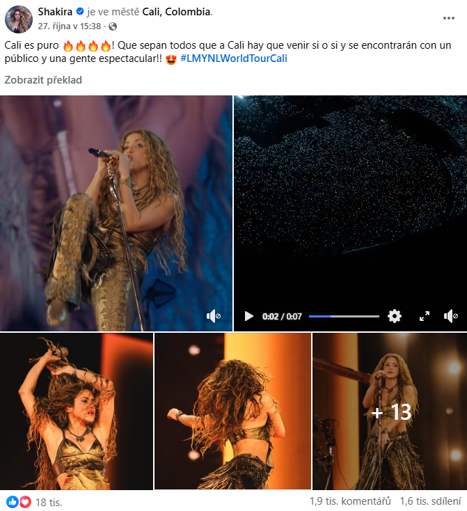 Posledniskaut's tweet photo. Shakira, 122 milionů sledujících, čtyři dny starý příspěvek o koncertu v Cali, 18 000 lajků. 

Jindřich Rajchl, 160 tisíc sledujících, šest hodin starý příspěvek o ukrajinské vlajce a Národním muzeu, 30 000 lajků. https://t.co/7C1sHM8W5l