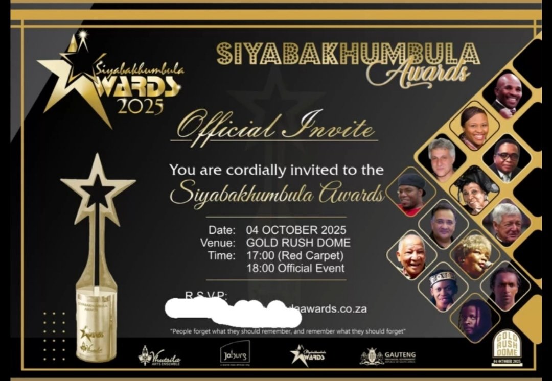 POSMedia1's tweet photo. 'A night that was' at the 'SIYABAKHUMBULA AWARDS 2025, a brainchild of  Bhuti @MzwakheMbuli and a Project beautifully executed by Vhutsila Arts Ensemble💛🖤💛, this was our second time at the awards and we have  to say that they are one of the most exceptional awards in SA🇿🇦 https://t.co/jZeYgEfPxz