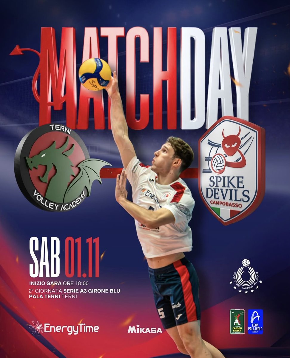🏐🗓️ domani 1 novembre si terrà la seconda partita del campionato della Terni Volley Academy contro la Spike Devils, dalle ore 18:00 al Pala Terni (Terni).📍
per chi non potrà esserci, sarà possibile seguire la diretta a questo link: youtube.com/live/xpctZX2Bb… 🩵
#javi7 #helevier