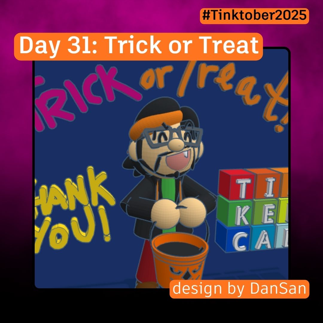 tinkercad's tweet photo. Happy Halloween!
#Tinktober Day 31: Trick or Treat ๐ฌ ๐
https://t.co/4gCwxgFFRC
#Tinktober2025 #HalloweenDesigns #MadeWithTinkercad https://t.co/JAT4f3x0Ef