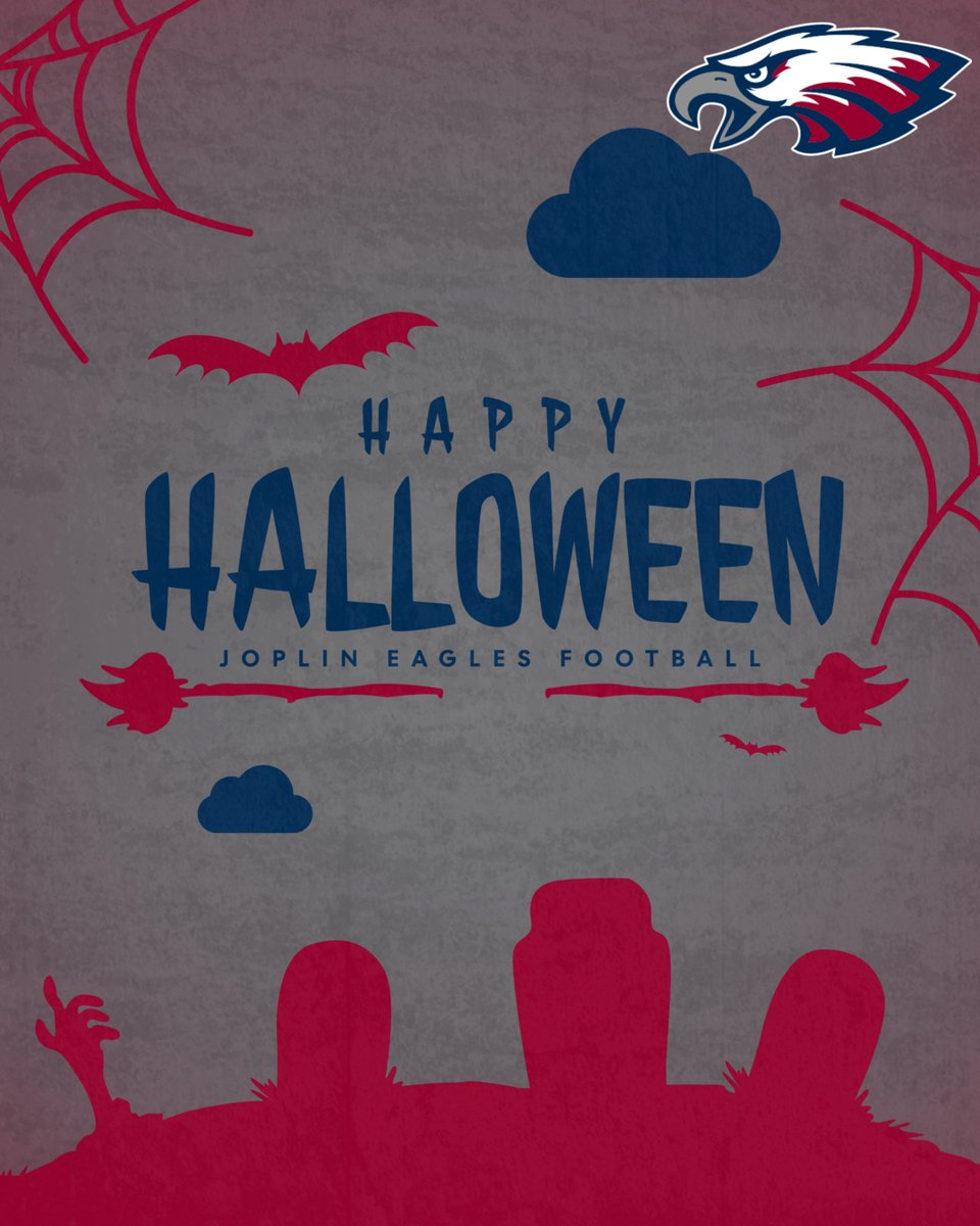 Our Joplin Eagles Football family wants to wish everyone a Happy Halloween! 

Enjoy an evening filled with family, friends, costumes, and candy! 

Reminder we return to action next Friday vs Kickapoo at Junge Field!

#RTS #FamilySacrificeUnity #GoEagles