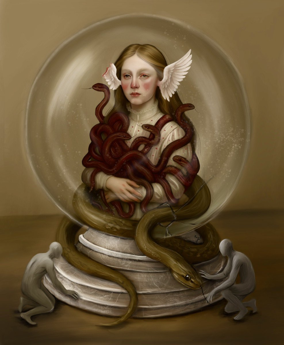 🐍New drop 🐍
🖤 The Inner Shadow
Medusa is not a monster 
she’s the mirror of our buried instincts,
the reflection of our collective shadow,
the forgotten shape of feminine power once feared and demonized.
We turn to stone not from her curse,
but from recognition…  
 #mythology