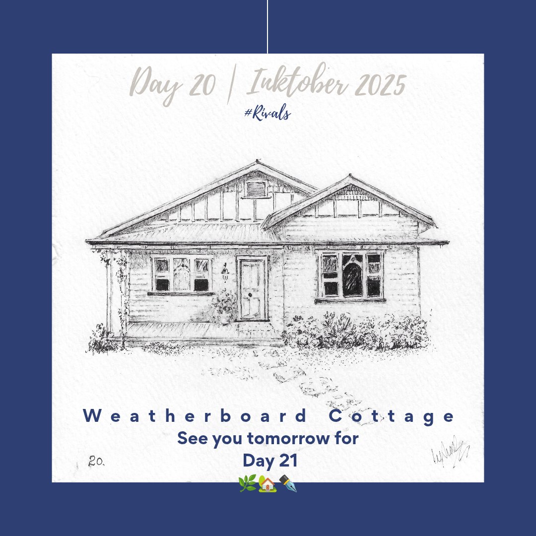 by_suse's tweet photo. Day 20 · Weatherboard Cottage ✒️
Prompt: #Rivals
Modest wood homes that judged themselves by warmth, not status.
#Inktober #PenAndInk #Cottage @AustralianHouses https://t.co/K4JCHnVte3