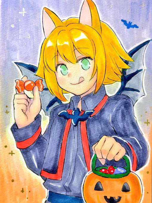 オリキャラでハロウィンイラスト③ サツキの今年のハロウィン衣装は 【小悪魔】です #ハロウィン #ハロウィンイラスト2025 #オリキャラ #一次創作