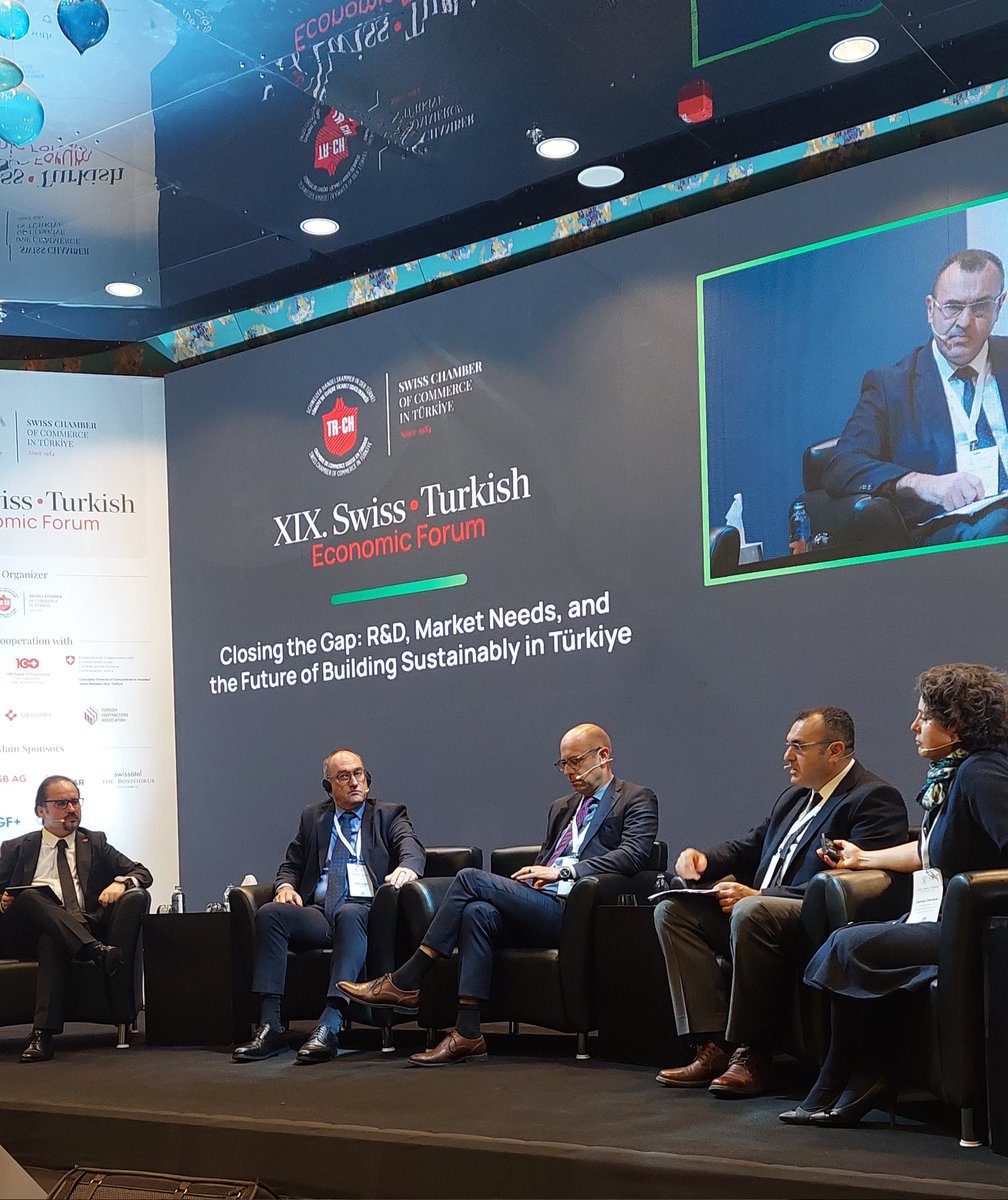 SwissChamber's tweet photo. Sustainability + Infrastructure = The Future. 🔮

In our first panel, moderated by Başar Vural, Chairman of the Board of @ABBTurkiye, our guests discussed how to build a new ecosystem with developing technology in the construction sector.  #19thSwissTurkishEconomicForum https://t.co/jVd2pZmd96