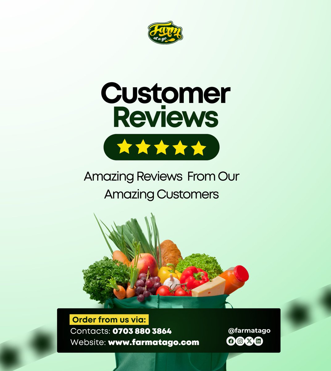 farmatago_'s tweet image. Our customers’ satisfaction is always our top priority 💚

Join the list of happy customers enjoying the @farmatago freshness!

Slide into our DMs or call 07038803864 to stock up on fresh, quality farm produce 

#Farmatago #CustomerService #EatFreshLiveBetter #FarmFreshGoodness