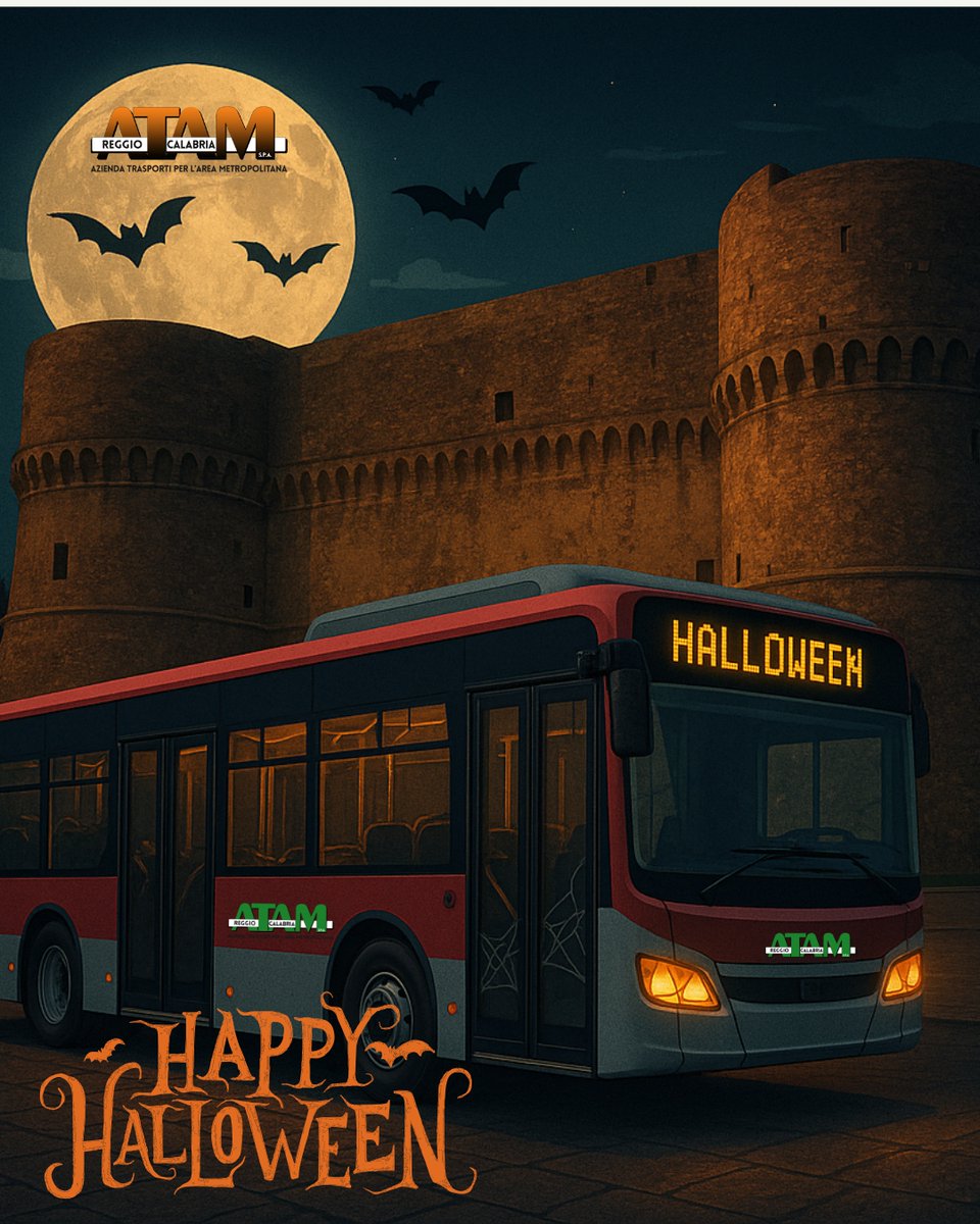AtamRc's tweet image. 👻 Oggi anche i nostri bus hanno deciso di mascherarsi!
Vi portiamo ovunque… ma attenzione: questa notte le corse potrebbero essere mostruosamente puntuali! 🕸️
Buon #Halloween da tutto il team #ATAM che anche nelle notti più buie… non lascia nessuno a piedi! 💀
#ReggioCalabria