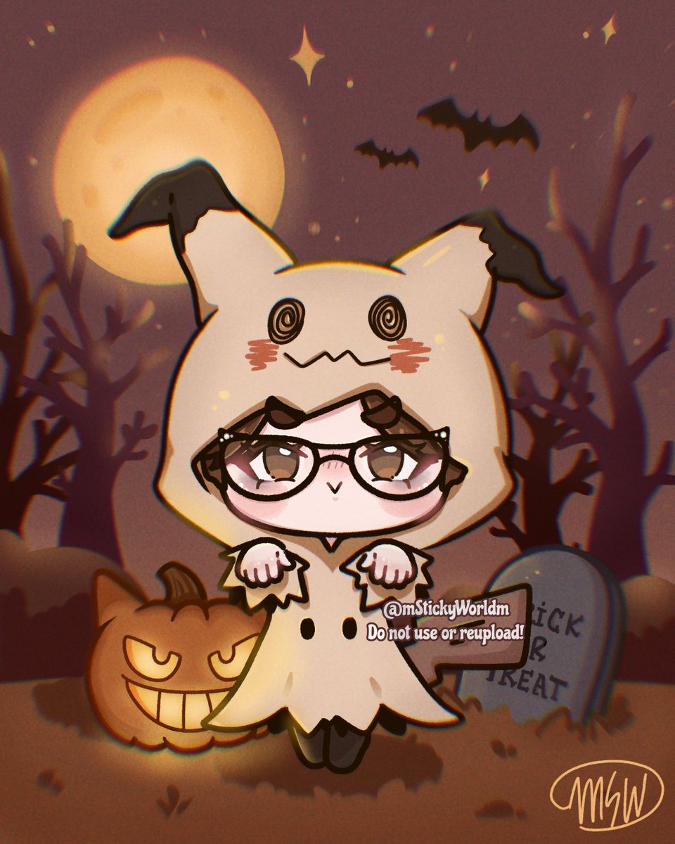 mStickyWorldm's tweet photo. Trick or treat? 🍬🎃
I dressed up as Mimikyu this year ~💛🌙 https://t.co/rUU0eSgabw