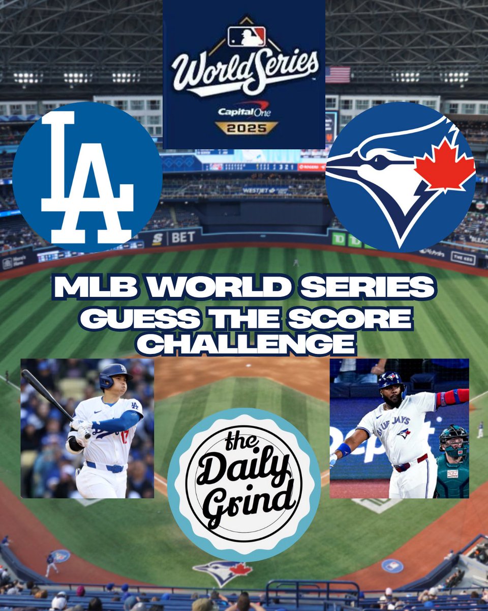 🚨<a href="/MLB/">MLB</a> #WORLDSERIES #CONTEST ⚾

GUESS THE WINNING TEAM &amp; SCORE &amp; WIN $20 AMAZON GC

HOW TO ENTER:
✅ FOLLOW <a href="/dailygrindpod/">The Daily Grind Podcast ☕️</a>
✅ LIKE &amp; RT THIS TWEET
✅ COMMENT WITH WINNING TEAM &amp; SCORE

⏳ENDS AT 8:00 PM EDT

#mlb #Giveaway #Toronto #Dodgers #BlueJays #Game6