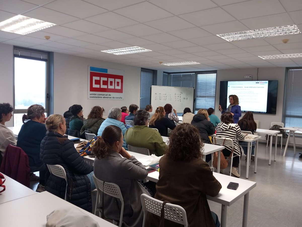 CCOO HABITAT GALICIA (@ccoo_cysgalicia) on Twitter photo Celebrouse na Coruña o 1º Encontro de Mulleres Sindicalistas 💜 A primeira xornada estivo dedicada á historia do feminismo ✊♀️ Unha acción impulsada por Hábitat coa colaboración da Secretaría de Igualdade da comarca da Coruña e Tensi Álvarez 👏 Celebrouse na Coruña o 1º Encontro de Mulleres Sindicalistas 💜 A primeira xornada estivo dedicada á historia do feminismo ✊♀️ Unha acción impulsada por Hábitat coa colaboración da Secretaría de Igualdade da comarca da Coruña e Tensi Álvarez 👏
