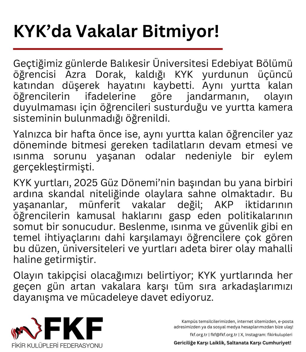 KYK'da Vakalar Bitmiyor!

"Olayın takipçisi olacağımızı belirtiyor; KYK yurtlarında her geçen gün artan vakalara karşı tüm sıra arkadaşlarımızı dayanışma ve mücadeleye davet ediyoruz."