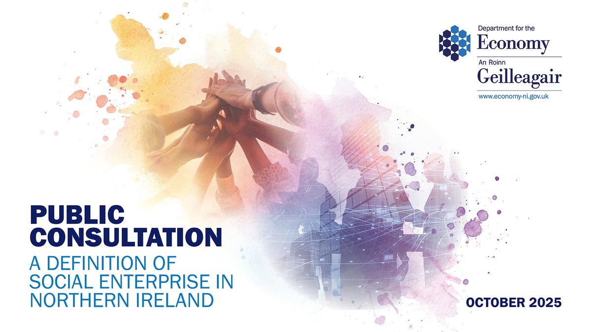 Consultation | Definition of Social Enterprise in Northern Ireland 

<a href="/Economy_NI/">Economy NI</a> is seeking views on a definition framework for social enterprises, which can inform the delivery of funding support to the sector - respond here, or register for an event:
nibusinessinfo.co.uk/content/consul…