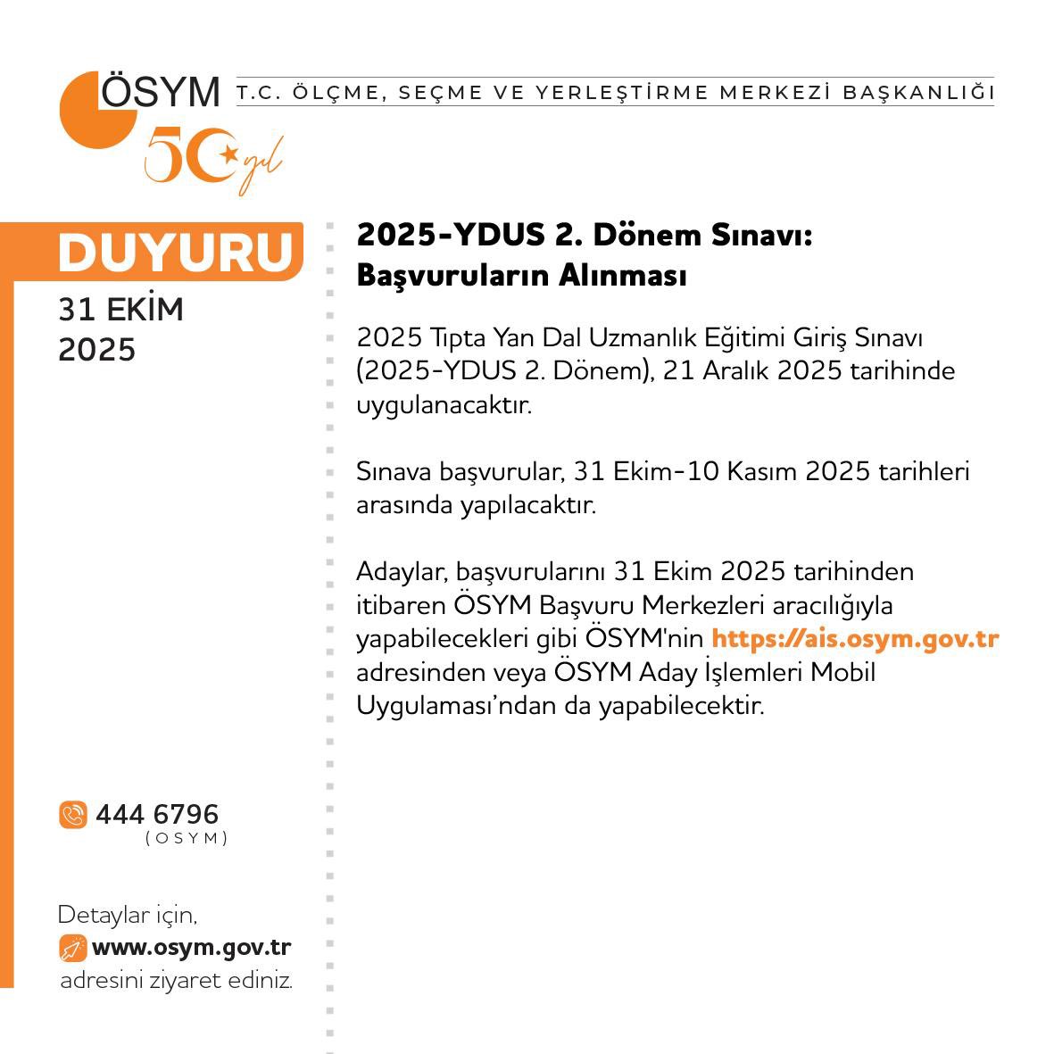 2025-YDUS 2. Dönem Sınavı: Başvuruların Alınması

osym.gov.tr/TR,33642/2025-…