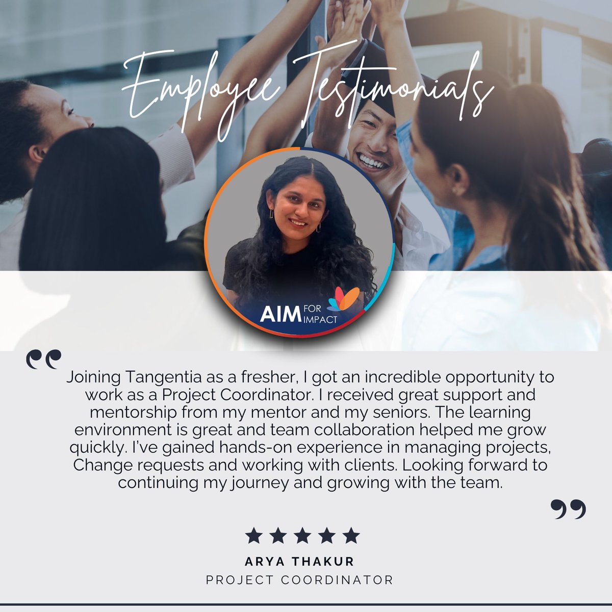 From fresher to Project Coordinator 
Arya Thakur’s journey with #TeamTangentia shows how mentorship, collaboration &amp; hands-on experience help young professionals grow and make an impact.
Join the team shaping the Autonomous Future 👉 tangentia.com/careers
 #FutureIsAutonomous