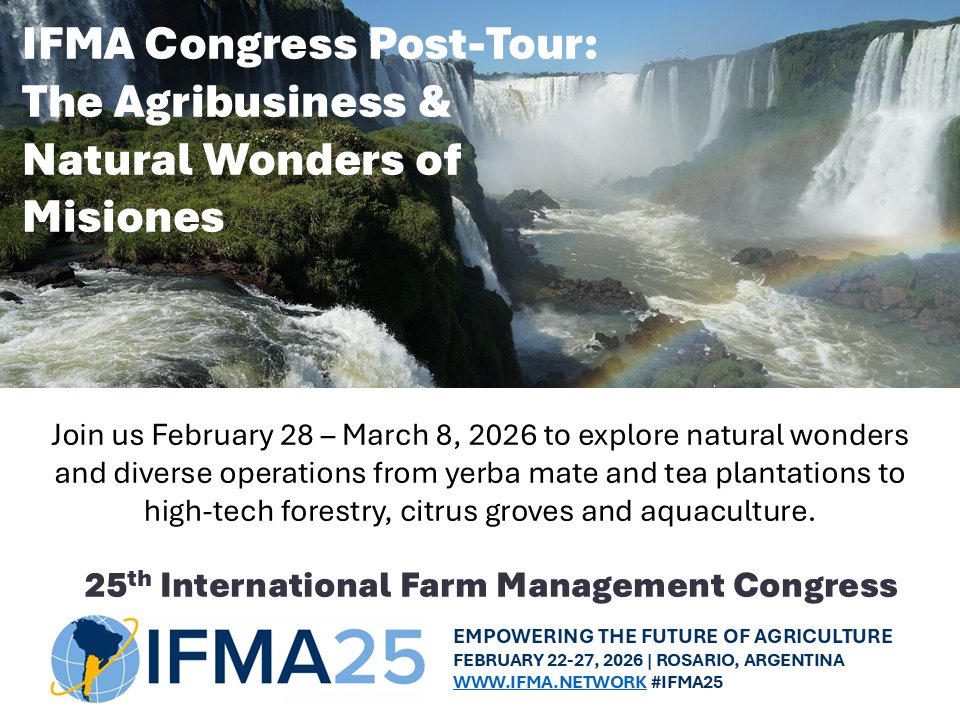 Join us for the #IFMA25 Post-Congress Tour February 28 - March 8, 2026! Hosted by Laurik International you'll journey to the vibrant, subtropical provinces of Misiones and Corrientes. Book by Nov. 19, 2025! View the full Post-Congress Tour Program: laurik.com.ar/ifma25-post-co…