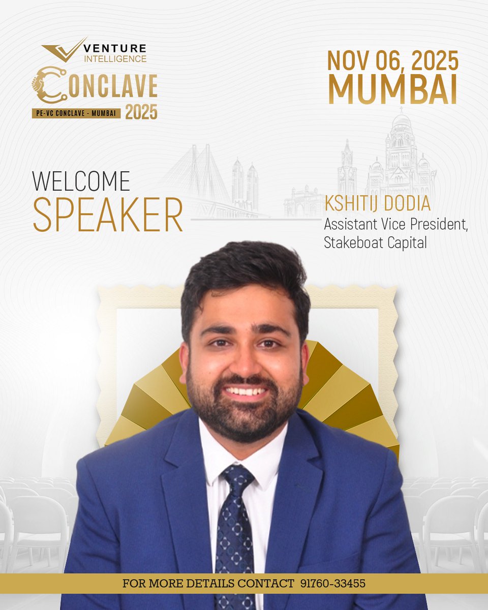 Speaker Update: Kshitij Dodia from Stakeboat Capital will speak at Venture Intelligence PE -VC Conclave Mumbai on November 6th, 2025

For sponsorship contact ashok@ventureintelligence.com/+91 9176033455 or to register click lnkd.in/dC7dpTXR.