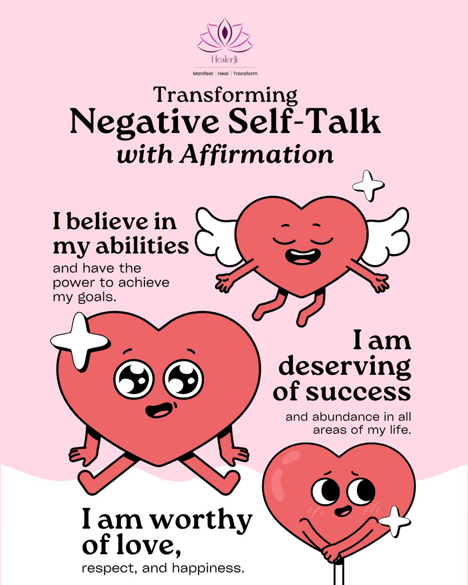 Healer_ji's tweet photo. ✨Transform Negative Self-Talk into Empowering Beliefs✨

#healerji #affirmationsoftheday #positivemindset #innerhealing #selflovejourney #healingenergy #mindbodysoul #manifesthealtransform #spiritualgrowth #emotionalwellness #selfbelief #abundancemindset https://t.co/NEdSsafjix