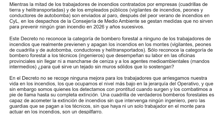 Hoy <a href="/BBFFLuchaCyl/">Asociación de Trabajadores IIFF CyL 🔥</a> emite un comunicado contundente contra el plan de la Junta: "Denunciamos que no contempla ni una sola de nuestras reivindicaciones".