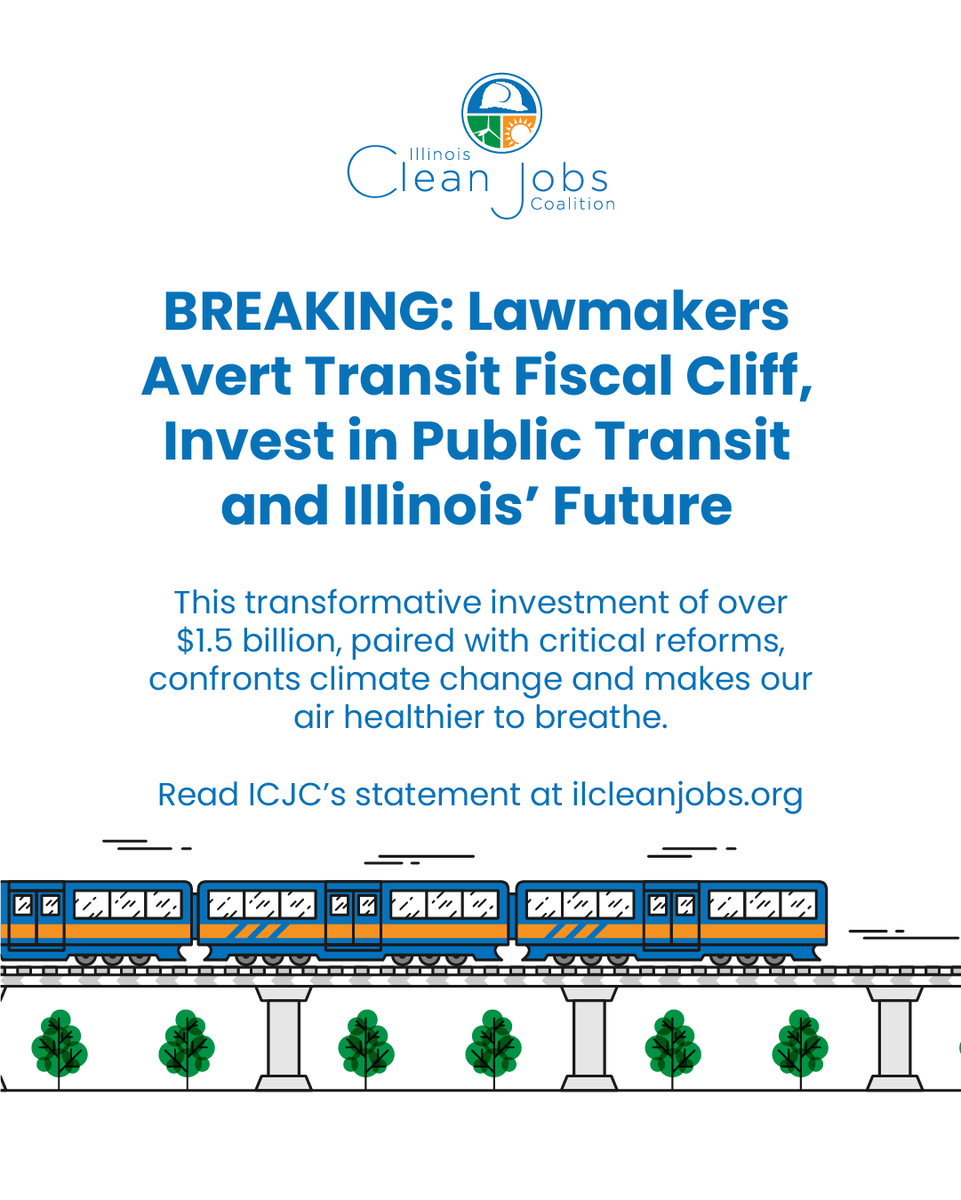 ILCleanJobs's tweet photo. BREAKING: The Illinois General Assembly passed the Northern Illinois Transit Authority (NITA) Act, which includes an investment of over $1.5 billion in transit and critical reforms to ensure transit agencies deliver a coordinated, cost-efficient service! https://t.co/4DbDg83zTt https://t.co/ktuD6pX8nz