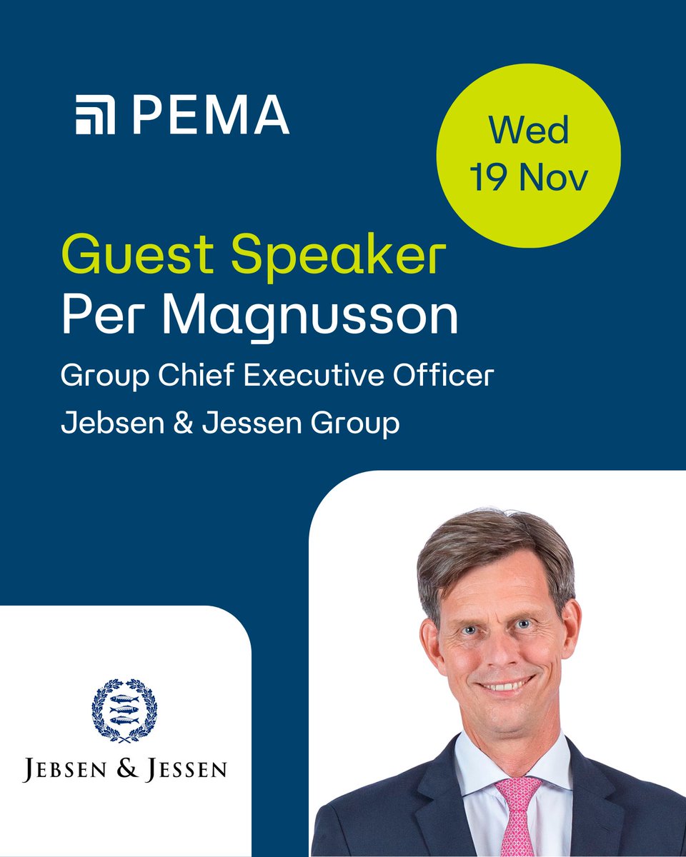 PEMASecretary's tweet image. Guest Speaker Announcement #PEMA2025KL

Per Magnusson has been the Group CEO of Jebsen &amp;amp; Jessen Pte Ltd since 2015. Jebsen &amp;amp; Jessen is a diversified industrial group engaged in engineering, manufacturing, distribution &amp;amp; mining with 4,500 employees in 16 countries.