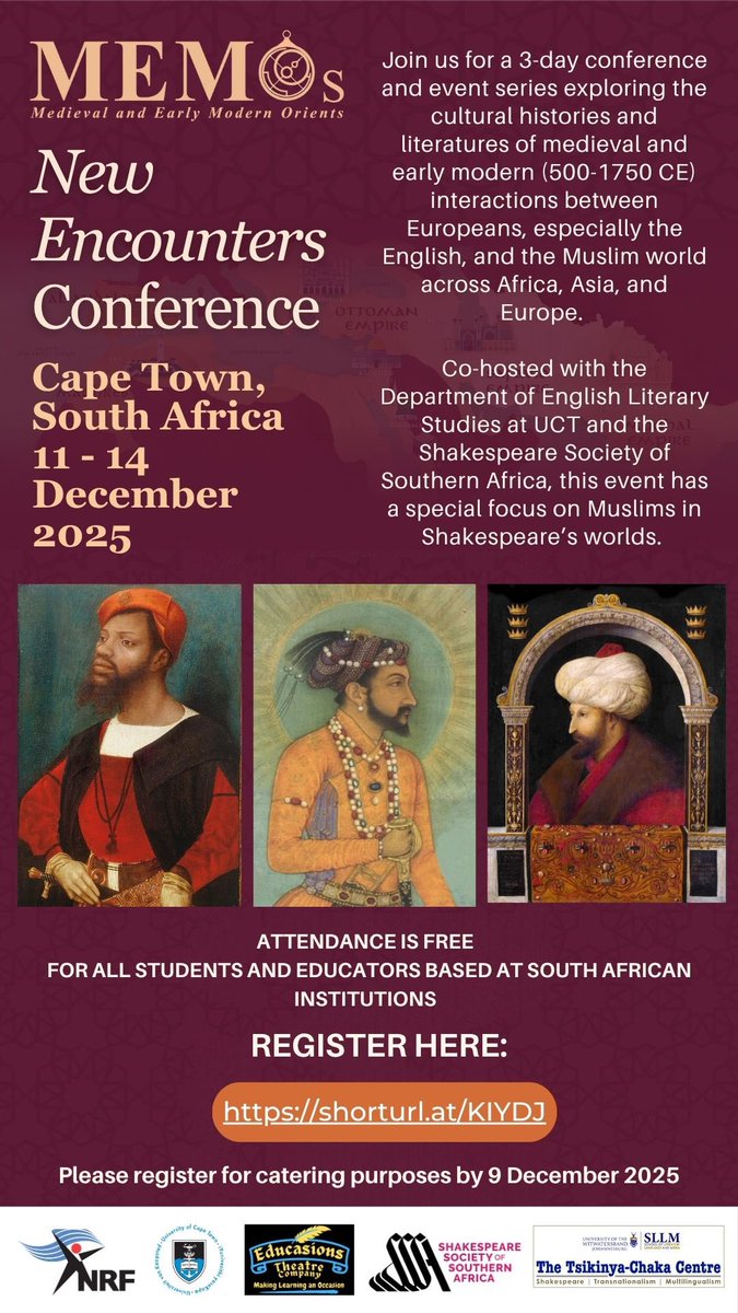 shakespeare_za's tweet photo. Teachers! Don’t miss these two free Shakespeare workshops at the @MEMOrients “New Encounters” conference taking place in Cape Town in December.  

Sat 13th (10am): Play the Knave with @educasions 

Sun 14th (10am): Breakfast and Brainstorm

Register here: https://t.co/XsY0eAocVq https://t.co/Egm8KZYRlv