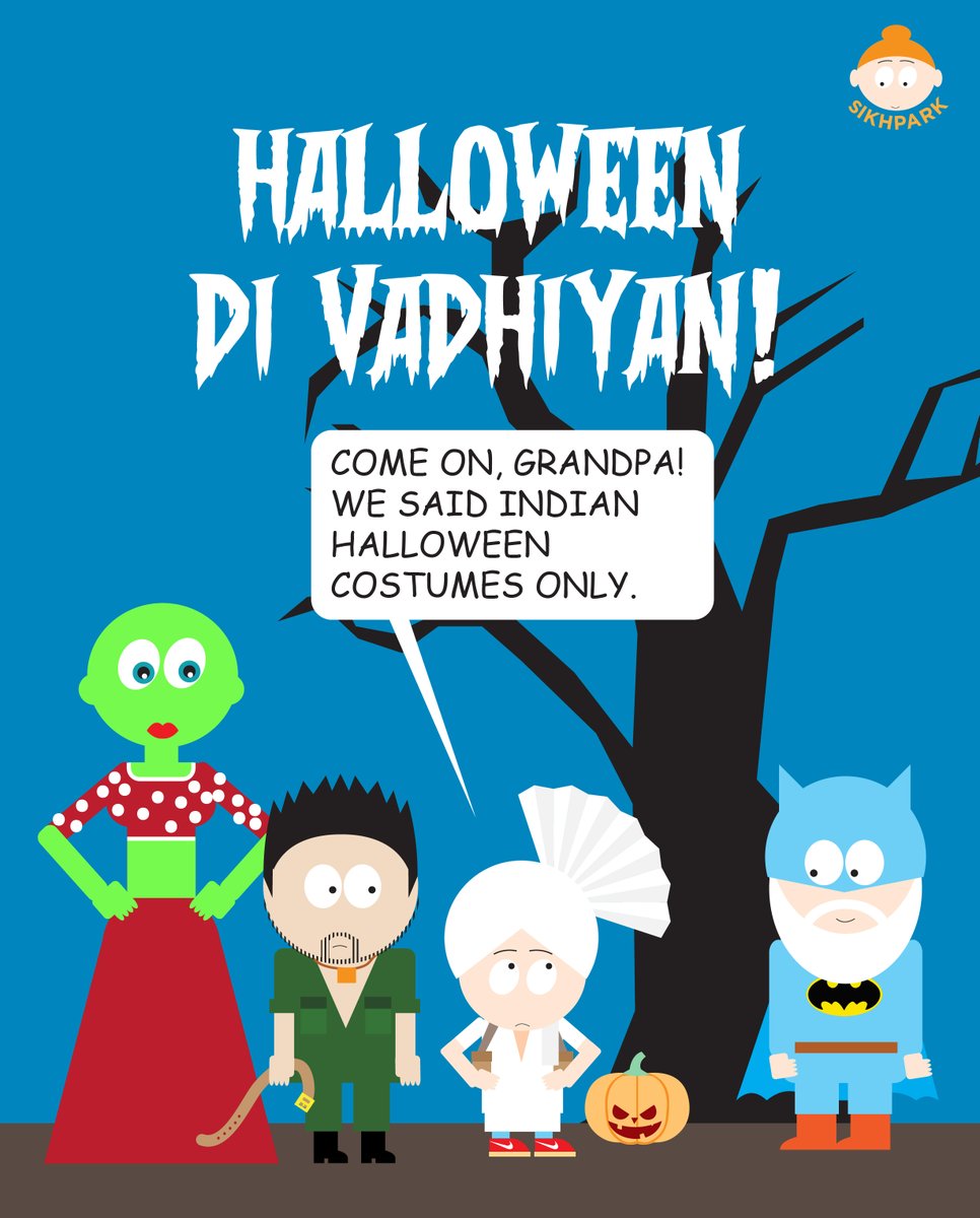 with Turban and Gloves? Or Gunji Chudial? #HappyHalloweenDesi Halloween 🎃 - It’s Halloween again and every Delhi / NCR shop looks like a Marvel warehouse - pirates, witches, superheroes, the usual clichés. Even the desi kids doing trick-or-treat look like they just walked out of