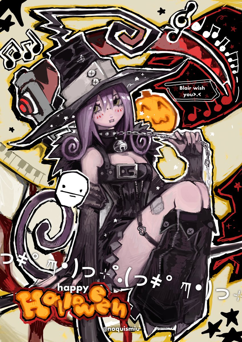 noquismiu's tweet image. happy halloween !!🎃˖๋ ࣭ ⭑ #souleater #blairfanart