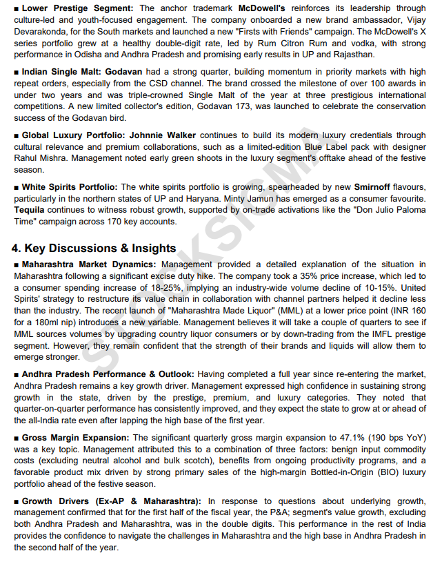 myAlerts_in's tweet image. #UNITDSPR #UNITDSPRQ2 United Spirits Ltd Q2FY26 Earnings Concall Summary