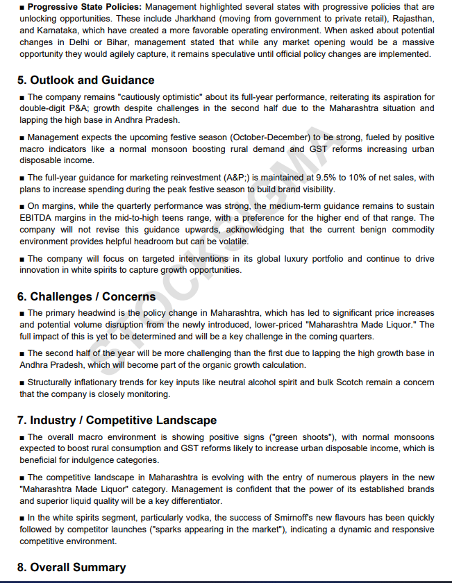 myAlerts_in's tweet image. #UNITDSPR #UNITDSPRQ2 United Spirits Ltd Q2FY26 Earnings Concall Summary